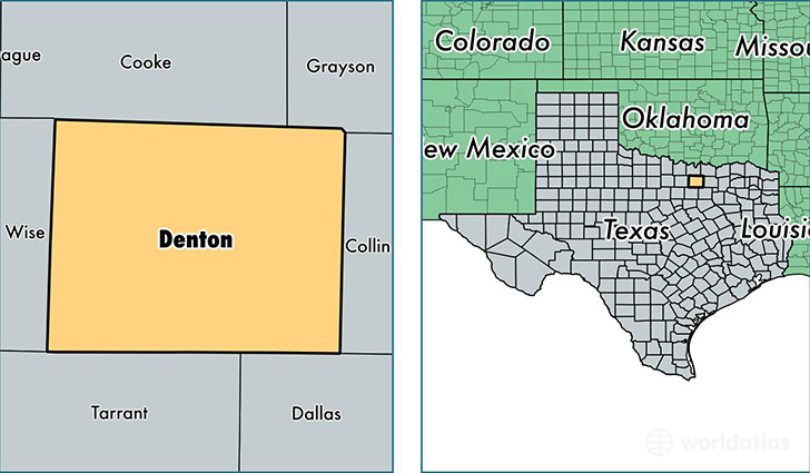 location of Denton county on a map