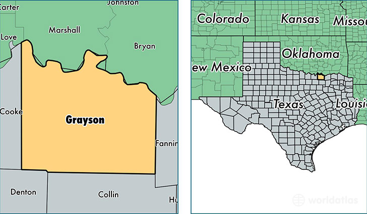 location of Grayson county on a map