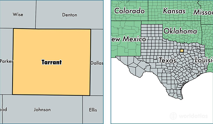 location of Tarrant county on a map