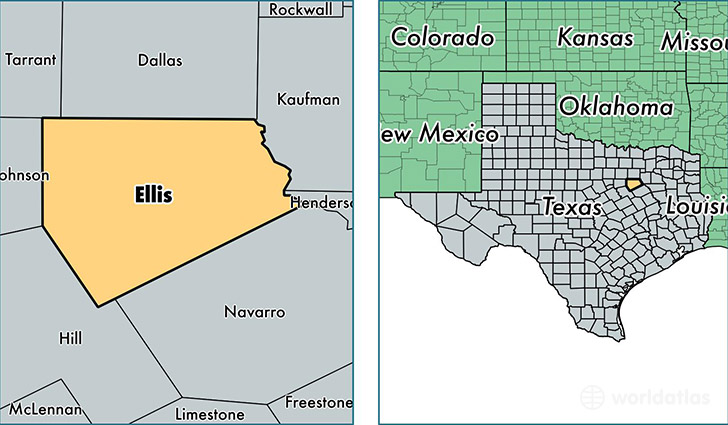 location of Ellis county on a map