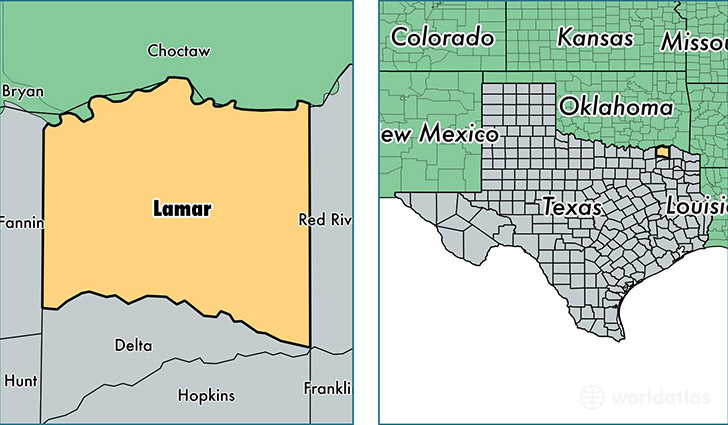 location of Lamar county on a map