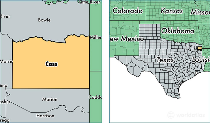 location of Cass county on a map