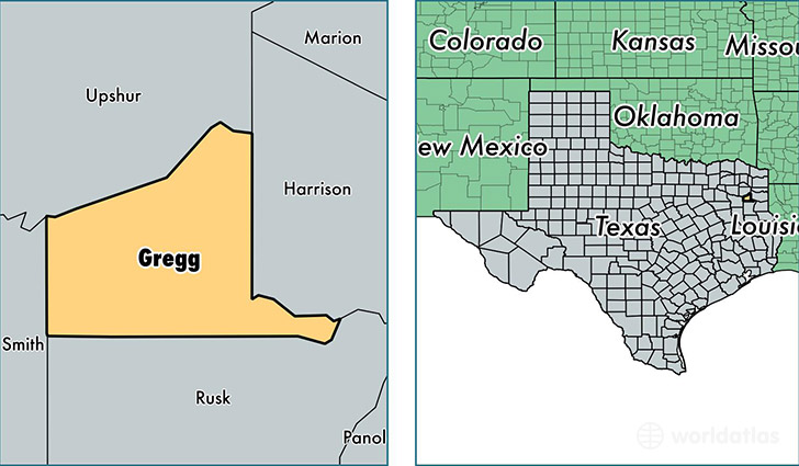 location of Gregg county on a map