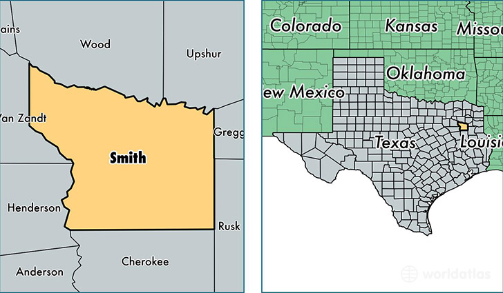 location of Smith county on a map