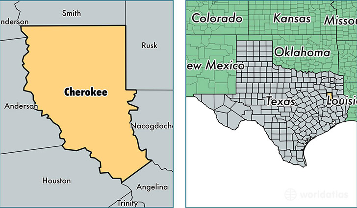 location of Cherokee county on a map