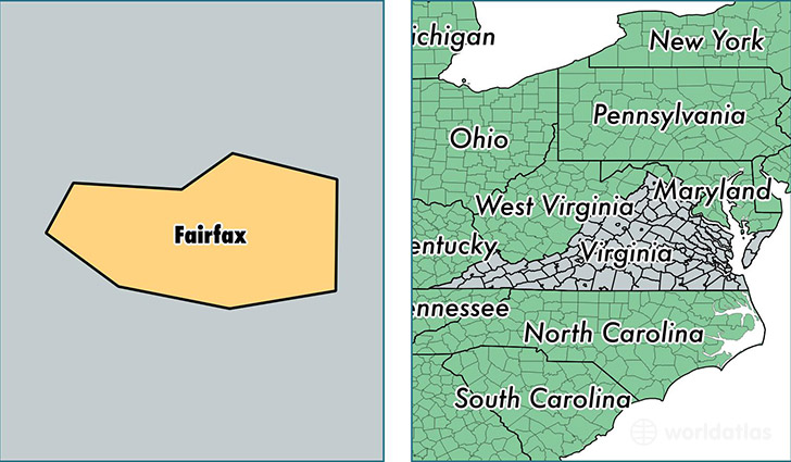 location of Fairfax City county on a map