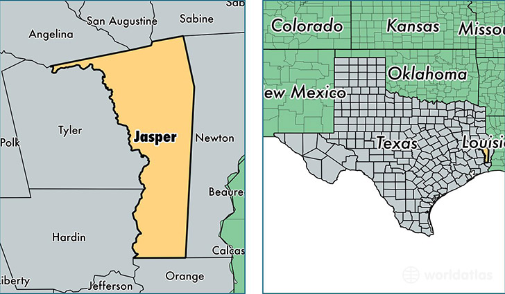 location of Jasper county on a map