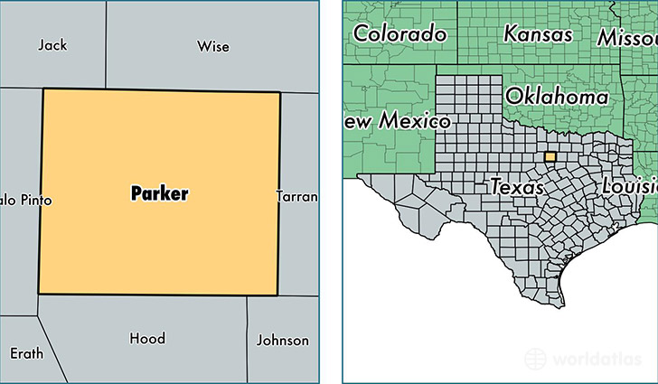 location of Parker county on a map