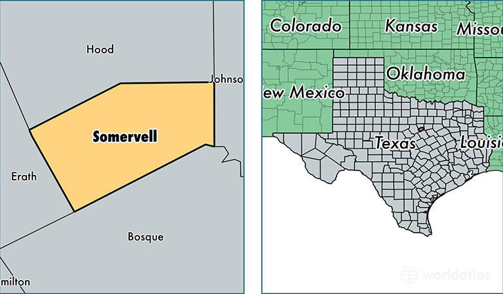 location of Somervell county on a map