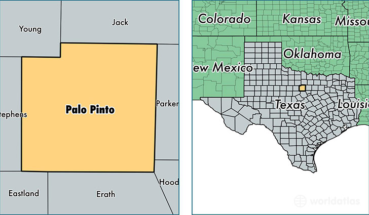 location of Palo Pinto county on a map
