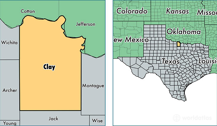 location of Clay county on a map