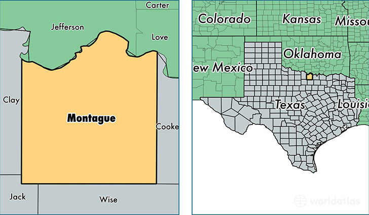 location of Montague county on a map
