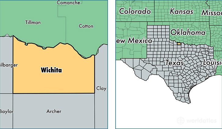 location of Wichita county on a map