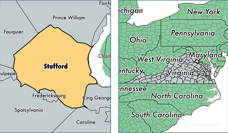 location of Stafford county on a map