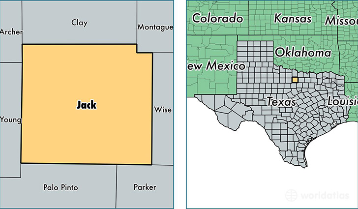 location of Jack county on a map