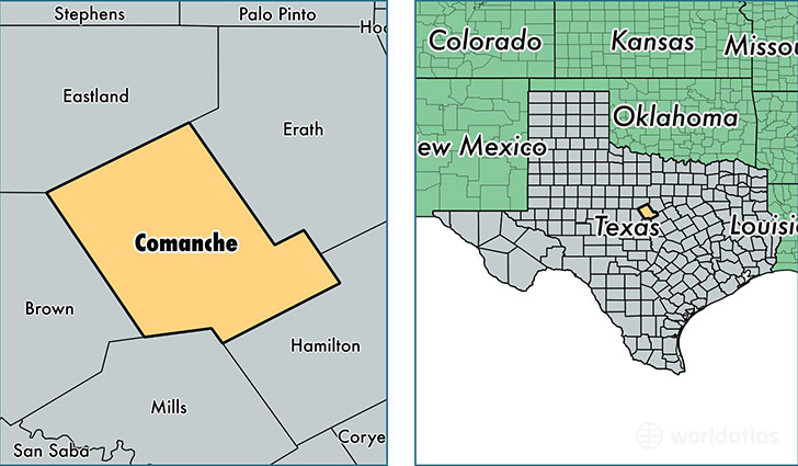 location of Comanche county on a map