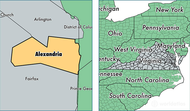 location of Alexandria City county on a map