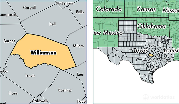 location of Williamson county on a map