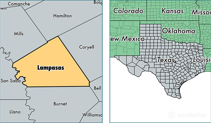 location of Lampasas county on a map