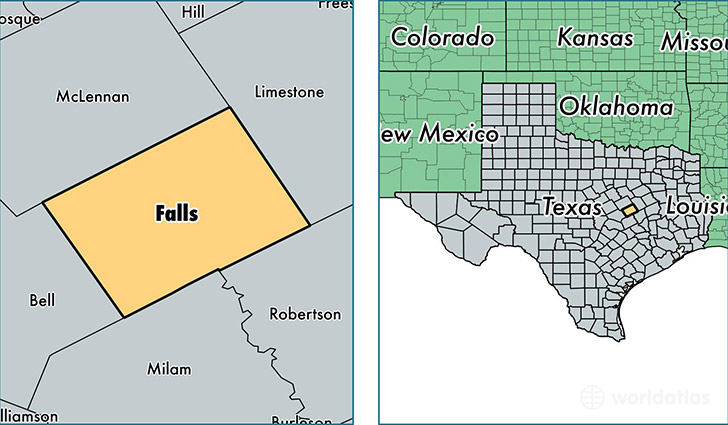 location of Falls county on a map