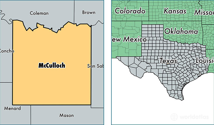 location of McCulloch county on a map