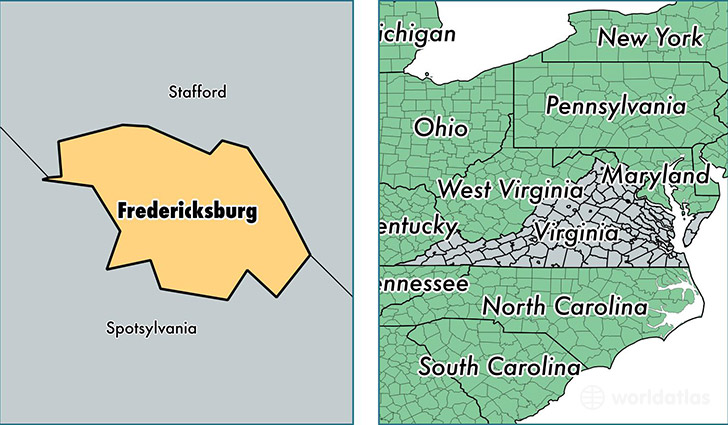 location of Fredericksburg City county on a map