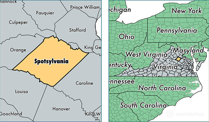 location of Spotsylvania county on a map
