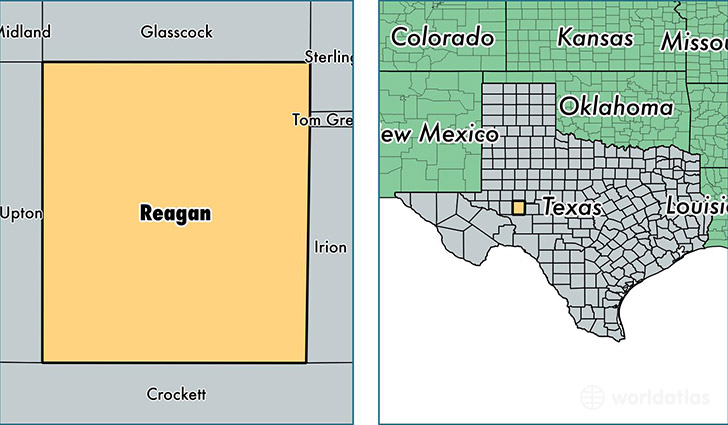 location of Reagan county on a map