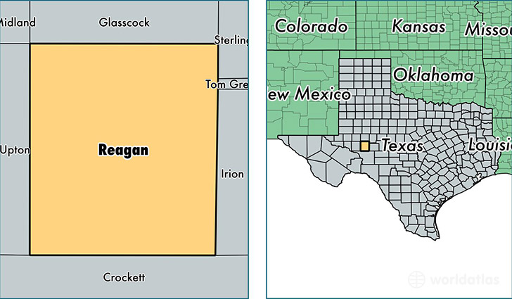 location of Reagan county on a map