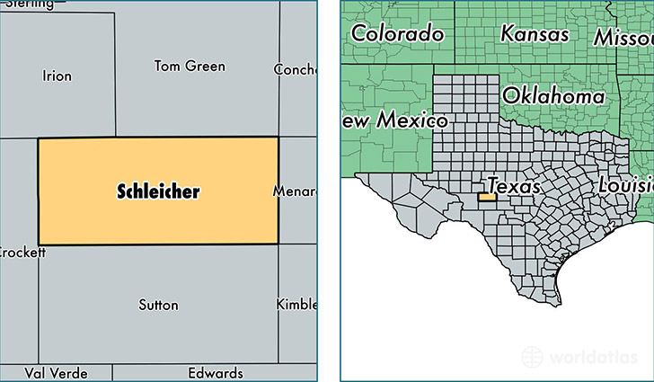 location of Schleicher county on a map
