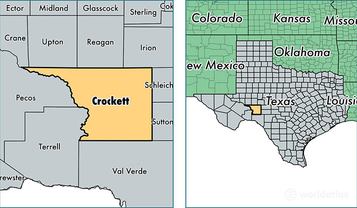 location of Crockett county on a map