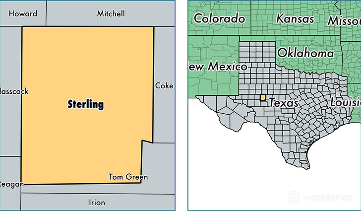 location of Sterling county on a map