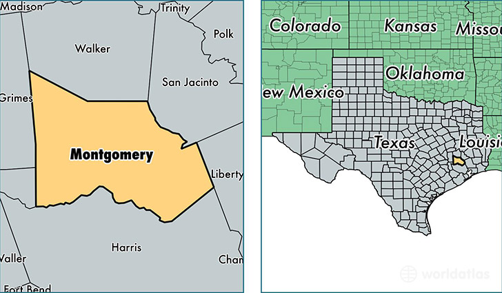 location of Montgomery county on a map