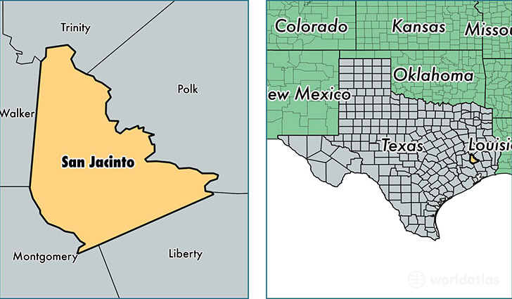 location of San Jacinto county on a map