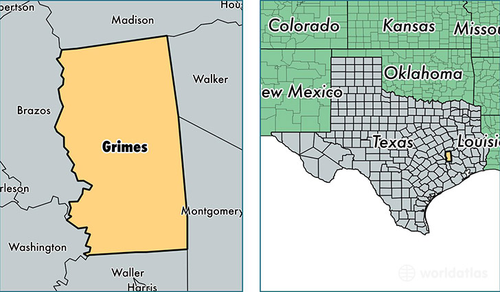 location of Grimes county on a map