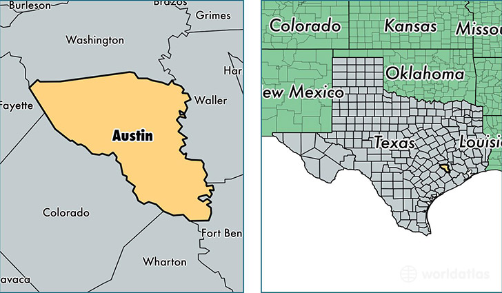 location of Austin county on a map