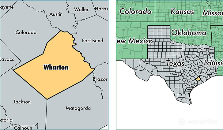 location of Wharton county on a map