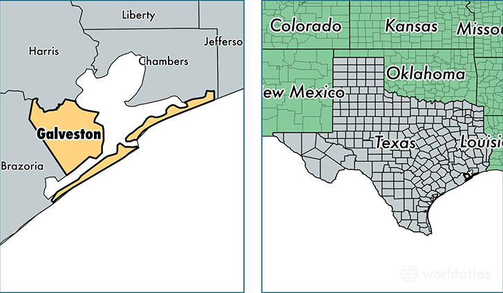 location of Galveston county on a map