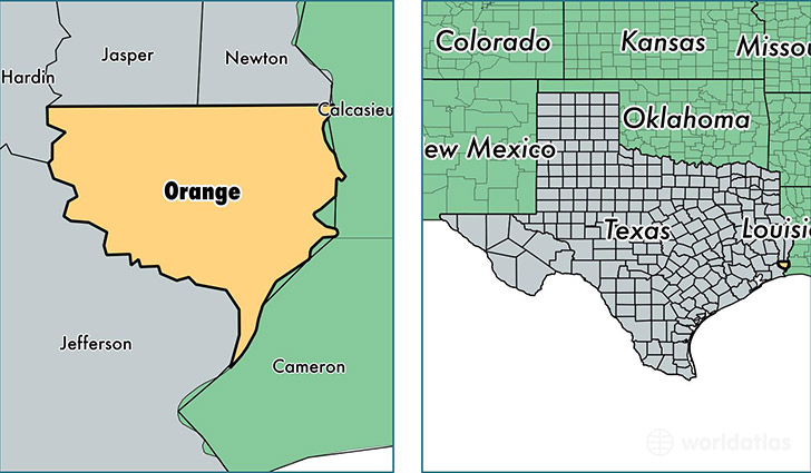 location of Orange county on a map