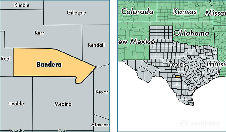 location of Bandera county on a map