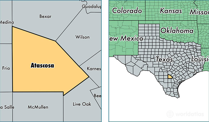 location of Atascosa county on a map