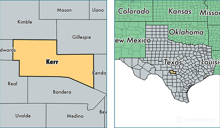 location of Kerr county on a map