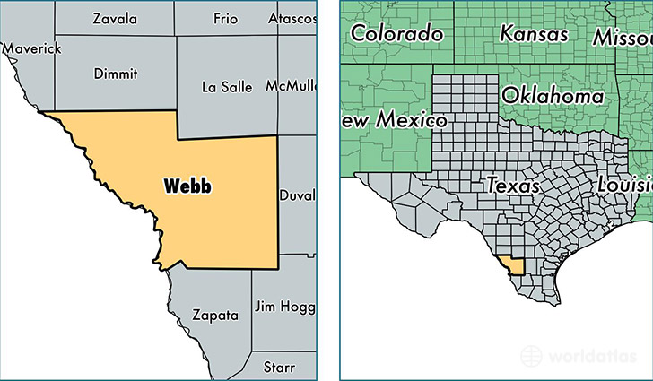 location of Webb county on a map