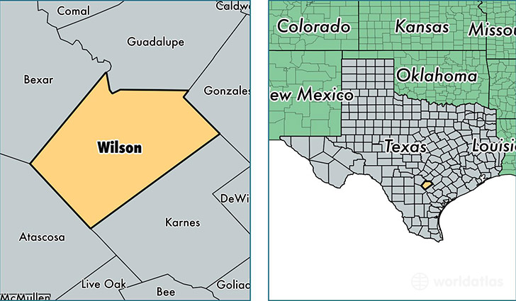 location of Wilson county on a map