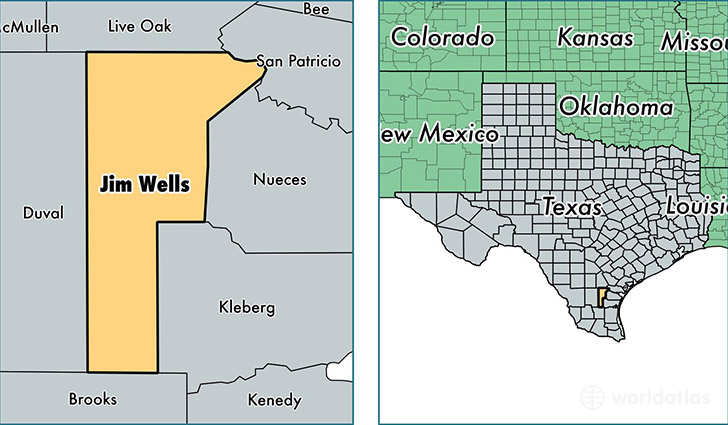 location of Jim Wells county on a map