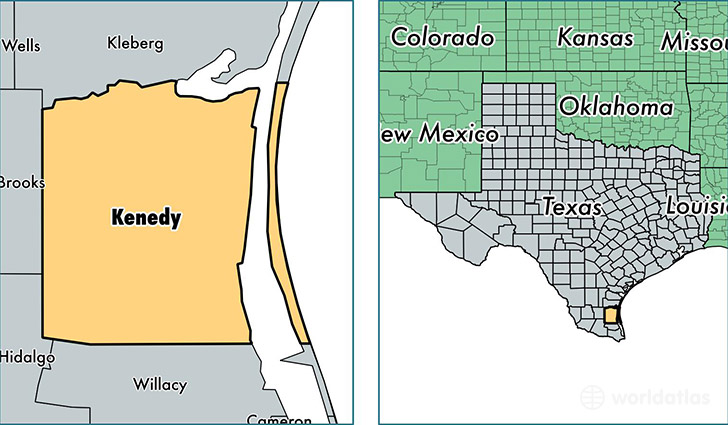 location of Kenedy county on a map