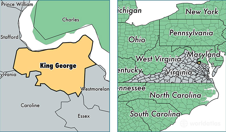 location of King George county on a map