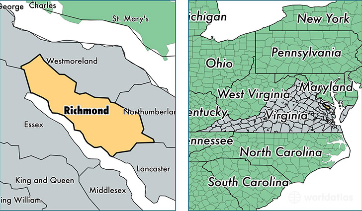 location of Richmond county on a map