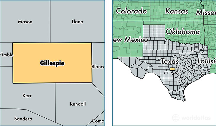 location of Gillespie county on a map
