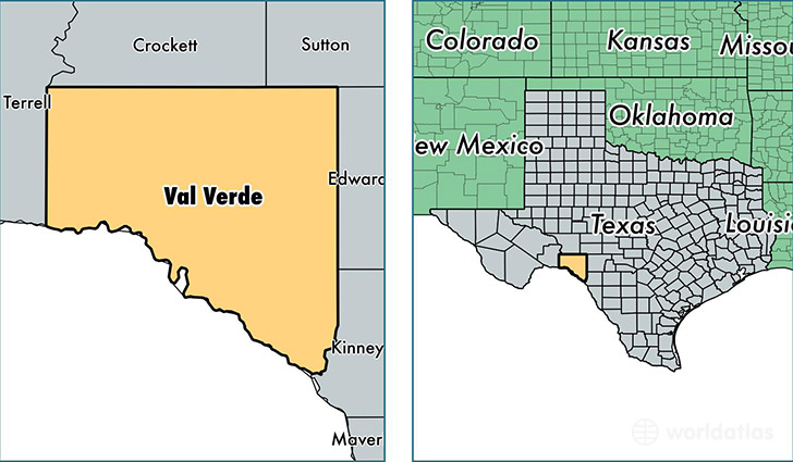 location of Val Verde county on a map